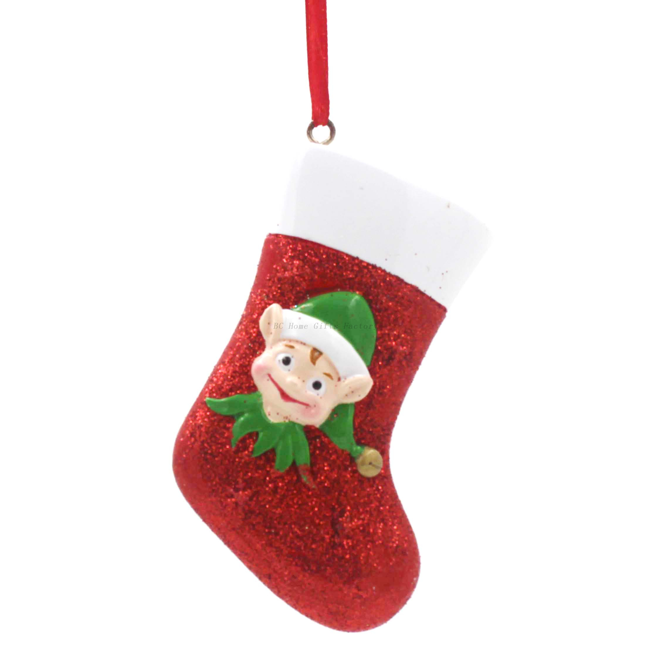 elf with sock ornament personalized christmas tree ornament