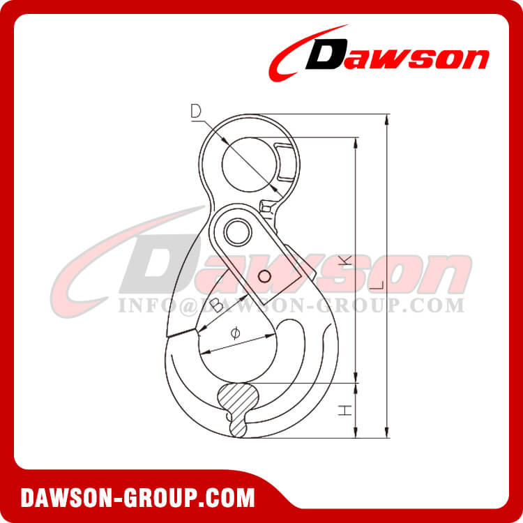 DS008 G80 U.S. Type Eye Self-locking Hook for Crane Lifting Chain Slings - Dawson Group Ltd. - China Manufacturer, Factory