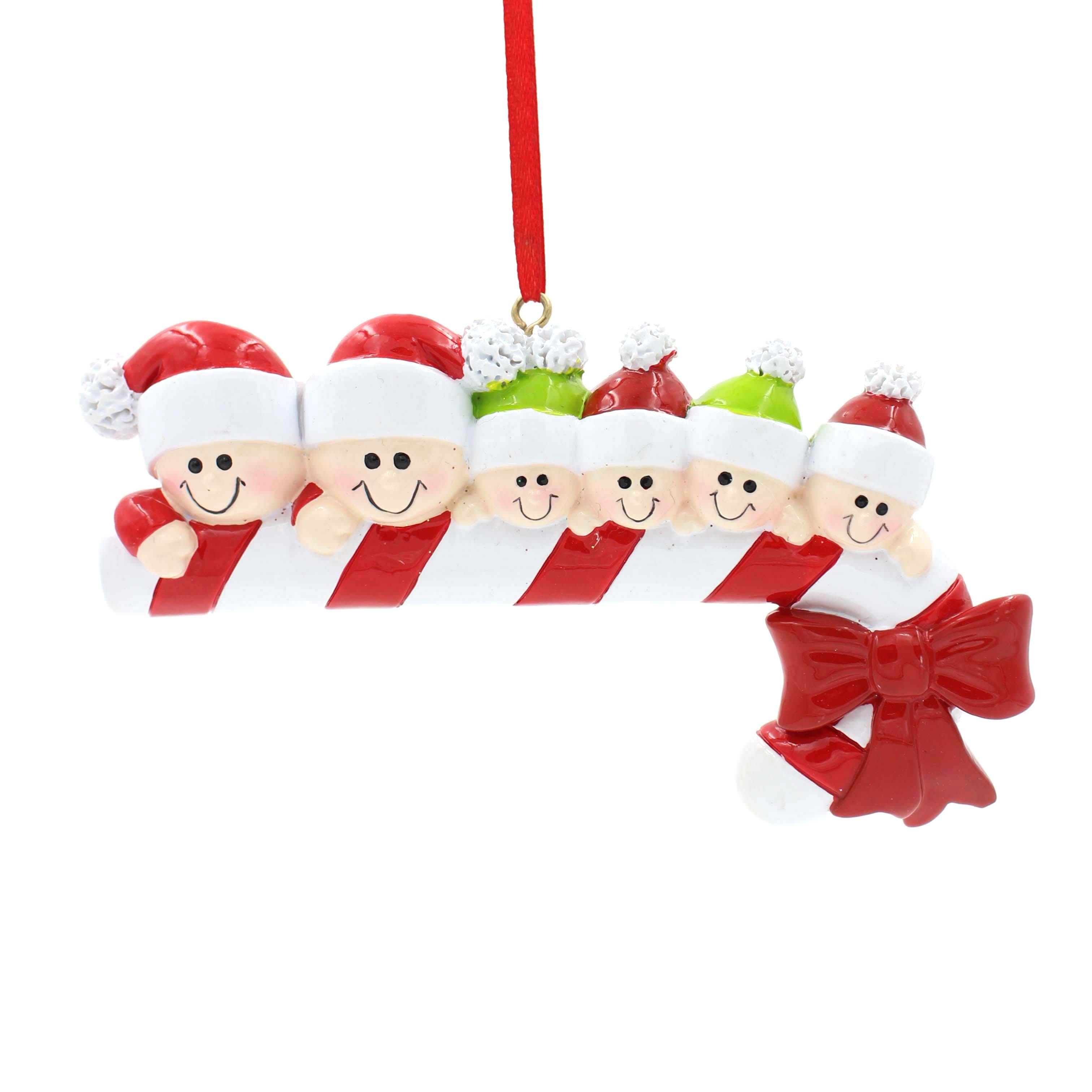 candy cane family of 6 personalized christmas tree ornament